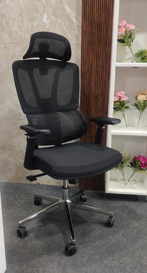 Ergonomic mesh chair in a room
