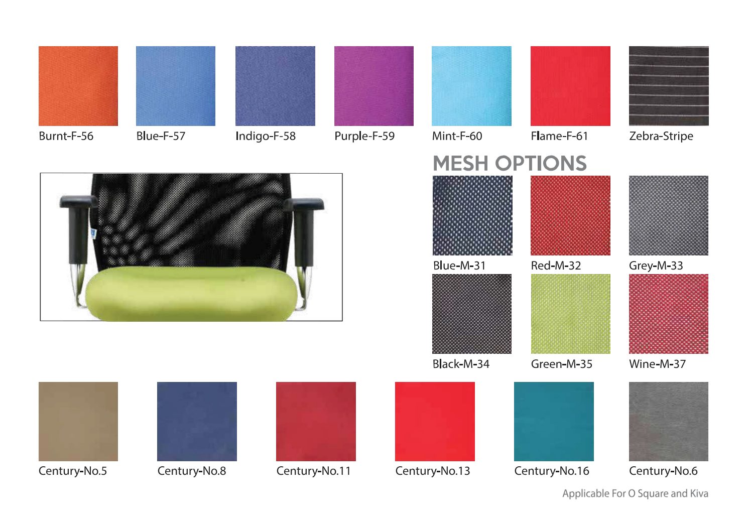 More fabric options, mesh options and Century fabrics