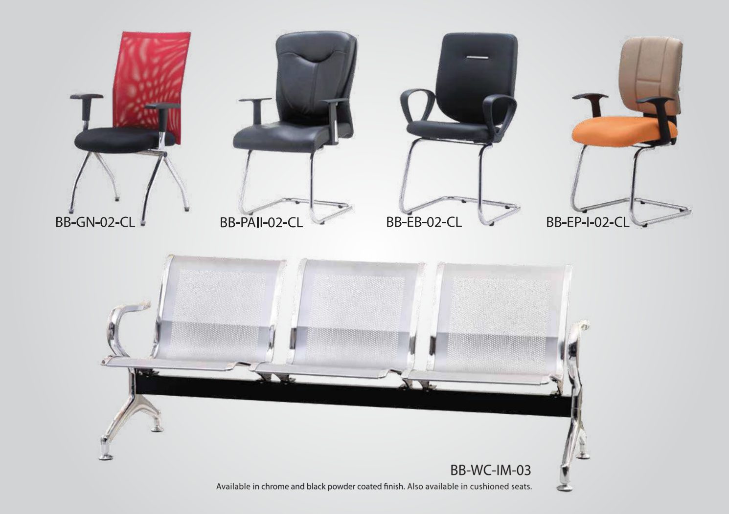 Visitor chairs and 3-seater bench